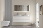 CERANO - Koupelnová skříňka Carole + deska pod umyvadlo Navira Slim - 18 mm - bílá matná - 120x49,8x46 CER-476351