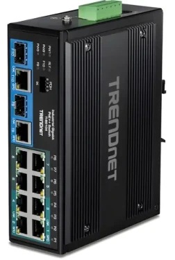 TRENDnet Průmyslový switch 10-port PoE++ / Switch / Gigabit / 360 W PoE / 20 Gbit/s / IP30 DIN-Rail (TI-BG104)