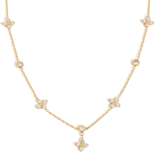 ELENYS Floral Shine – pozlacený náhrdelník 18K žluté zlato Délka: 44+5 cm / max. 49 cm