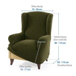 Super strečové potahy NIAGARA zelená křeslo ušák (š. 70 - 95 cm)