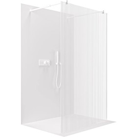 CERANO Sprchová zástěna Walk-in Onyx Duo L/P - 8 mm - kulatá vzpěra - bílá matná, rýhované sklo - 120x200 cm