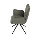 Židle jídelní, zelená látka, 360° vratný mechanismus, černý kov