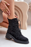 Zdobené dámské botky workerky zateplené D&A černé MR880-017 36