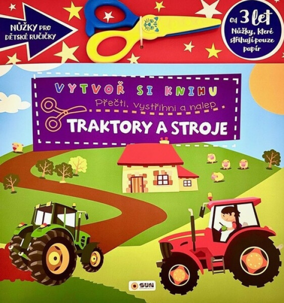 Vytvoř knihu Traktory a stroje - Přečti, vystřihni, nalep 3+