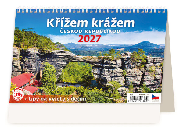 Stolní kalendář 2027 Helma Křížem krážem Českou republikou