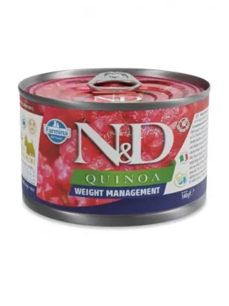 Farmina ND Quinoa Weight Management jehně a brokolice Mini / Konzerva pro psy / malá plemena / 140 g