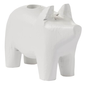 Ib Laursen Dřevěný svícen White Pig – menší, bílá barva, dřevo