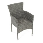 Židle zahradní, šedý umělý ratan, kov, stohovatelná.