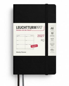Týdenní plánovač Black, Pocket A6 2027, Softcover, anglicky