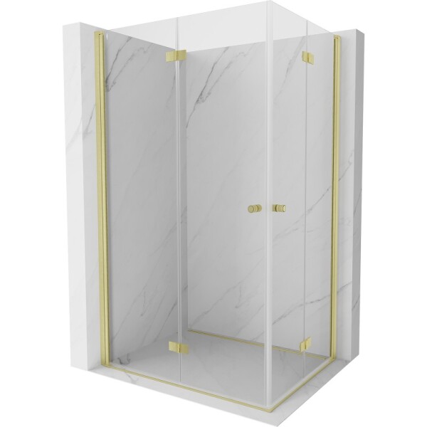 MEXEN/S - Mist-F Duo sprchový kout skládací dveře levá 85 x 80, transparent, zlato kartáčovaná 8A6-085L-080P-55-00
