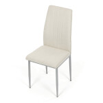 Židle jídelní, krémová látka, šedé kovové nohy