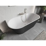 MEXEN/S - Oris volně stojící vana nástěnná reliéf 170 x 80, bílá/šedá, sifon a přepad nikl kartáčovaný 52871708062-97