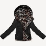 Černá krátká volná dámská bunda s panteřím motivem Miss TiTi (25898) odstíny černé S (36)