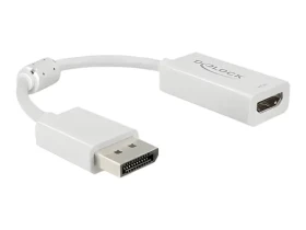 DeLock 63936 bílá / Adaptér / DisplayPort 1.4 samec - HDMI-A samice / 4K 60Hz / HDR / 10 cm (63936)