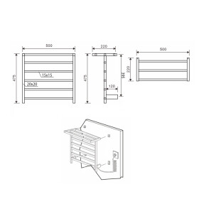 SAPHO - ELZOR elektrický sušák ručníků 500x470 60 W, bílá mat EB500
