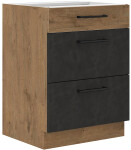 Spodní skříňka Vigo 60 D 3S BB - Premium Box Barva korpusu: Dub Lancelot, Barva dvířek: Dark wood