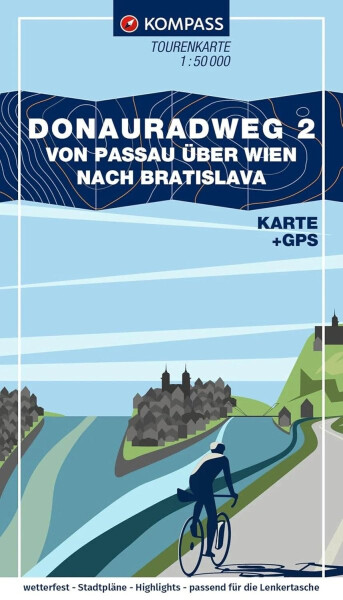 Donauradweg 2 / Dunajská cyklostezka, z Pasova přes Vídeň do Bratislavy 1:50 000 / cyklistická mapa č. F7004