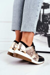 Kožené Klínové Tenisky Sneakers Zlaté Nicole 2465 36