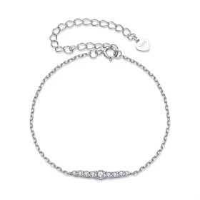 Stříbrný náramek Ailana MOISSANITE + CERTIFIKÁT, Stříbrná 40 cm + 5 cm (prodloužení)