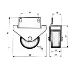 NábytekProNás Kolečko (komplet) 68 x 63 x 25 mm - plast VELIKOST BALENÍ: 1 ks