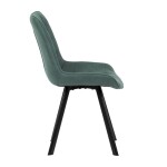 Židle jídelní, zelená látka v dekoru broušené kůže, černý kov