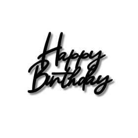 Dortisimo Plastová dekorace na dort Happy Birthday černá