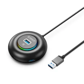 Orico YXR4-U3 RGB černá / USB hub / 4x USB-A 3.0 / audio a mikrofonní port / kabel 1,8 m