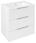 SAPHO - SET koupelnová skříňka CIRASA 70cm s umyvadlem a LED zrcadlem, 3x zásuvka, bílá lesk KSET-102