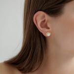 Náušnice s černou perlou Patricia Gold - stříbro 925/1000, Zlatá Černá