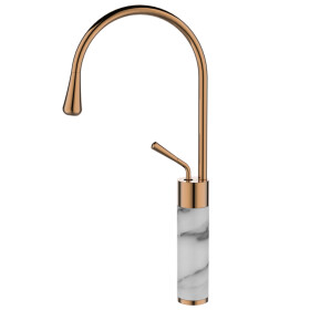 INVENA - Umyvadlová baterie vysoká STONE bílá/měď BU-03-W18-V