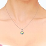 Elenys pozlacený náhrdelník Kostka s krystalem Swarovski® 18K bílé zlato
