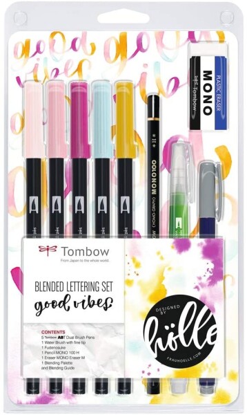 Tombow Tombow TBS-FH2, Good vibes, akvarelová sada brush popisovačů příslušenstvím, 10 ks