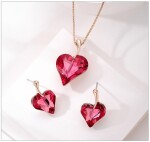 Souprava náhrdelníku a náušnic Swarovski Elements Valentina - srdíčko, Růžová 40 cm + 5 cm (prodloužení)