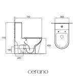 CERANO - WC kombi Marmo, Double Vortex - vírové splachování + Slim/SoftClose sedátko - spodní/zadní odpad - bílá lesklá - 70x36 CER-680360