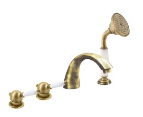 RAV Slezák - LABE - Vanová baterie 4-otvorová, Stará mosaz (Bronz), 3,8" L569.0PSM