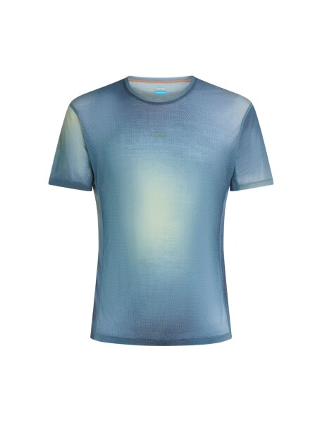 Pánské merino triko s krátkým rukávem ICEBREAKER Mens 75 Cool-Lite Featherlight SS Crewe AOP, Atlan/Flintblue/Seagl/Aop velikost: M