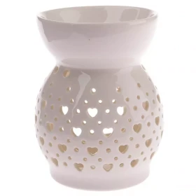 Porcelánová aromalampase srdíčky bílá 11.4x8,5 cm
