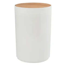 MSV OSLO výklopný odpadkový koš 5 L bílý / plast / bambusové víko (3700703991830)