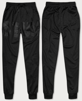 Černé pánské teplákové kalhoty s potiskem (8K191) Barva: odcienie czerni, Velikost: XXL