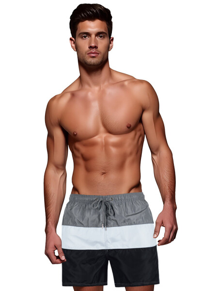 Pánské šedobílé plavecké šortky FashionStreet SX2519 XXL
