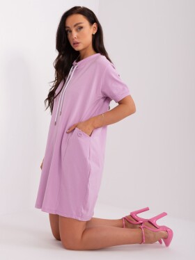 Světle fialové basic mikinové šaty z bavlny