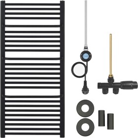 CERANO - Koupelnový radiátorový set Antonio - kombinované vytápění, wifi tyč - boční jednobodové připojení - 600W - černá matná - 1180x550 mm CER-085177