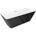 MEXEN/S - Tava volně stojící vana reliéf 170 x 75, bílá/černá, sifon a přepad zlatá 52851707575-50