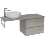 CERANO Koupelnová skříňka Carole - betonově šedá + deska pod umyvadlo Navira Slim - 18 mm + konzole chrom - 160x46x49,8 cm