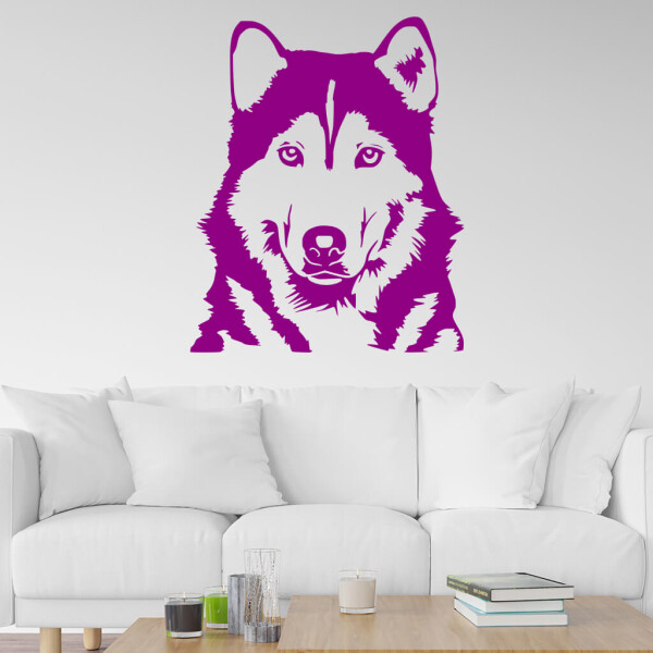 Samolepka Husky Barva: fialová, Velikost: 60 x 49 cm