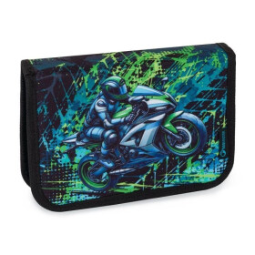 Bagmaster školní dvouchlopňový penál DOPI 25 B – motorka