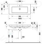 DURAVIT - White Tulip Nábytkové umyvadlo 1050x490 mm, 1 otvor pro baterii, bílá 2363100000