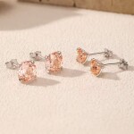 Stříbrné náušnice Ledová růže s meruňkovým krystalem 6/8 mm, Light Peach 8 mm