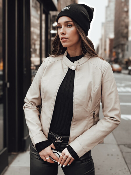 SKINVEX dámská přechodná kožená bunda béžová FashionStreet TY4744 XL