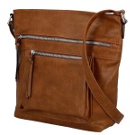 Trendy dámská koženková crossbody kabelka Zeta, hnědá new